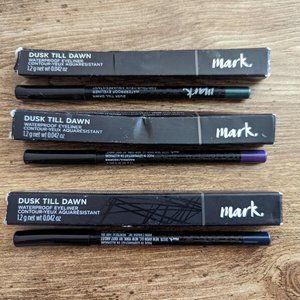 NEW LOT of 3 Avon mark DUSK TILL DAWN Waterproof Eyeliner BLUE PURPLE GREEN